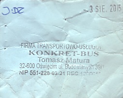 Communication of the city: Oświęcim (Polska) - ticket reverse