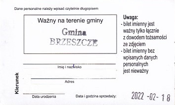 Communication of the city: Oświęcim (Polska) - ticket reverse