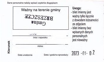 Communication of the city: Oświęcim (Polska) - ticket reverse