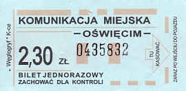 Communication of the city: Oświęcim (Polska) - ticket abverse. <IMG SRC=img_upload/_0wymiana1.png>