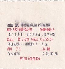 Communication of the city: Otwock (Polska) - ticket abverse