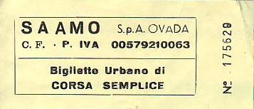 Communication of the city: Ovada (Włochy) - ticket abverse. 