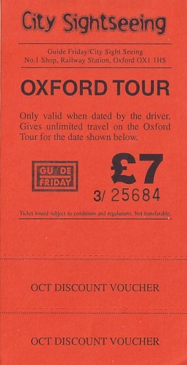 Communication of the city: Oxford (Wielka Brytania) - ticket abverse