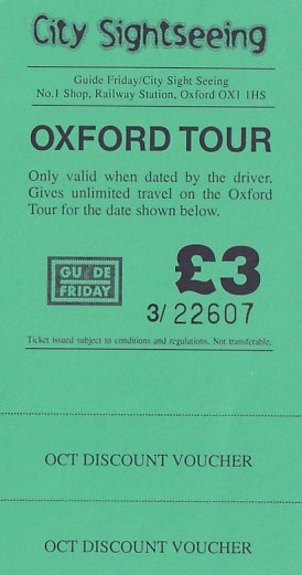 Communication of the city: Oxford (Wielka Brytania) - ticket abverse
