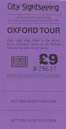 Communication of the city: Oxford (Wielka Brytania) - ticket abverse