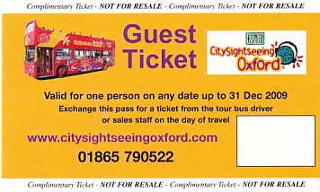 Communication of the city: Oxford (Wielka Brytania) - ticket abverse