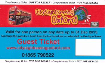 Communication of the city: Oxford (Wielka Brytania) - ticket abverse