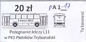 Communication of the city: Piotrków Trybunalski (Polska) - ticket abverse