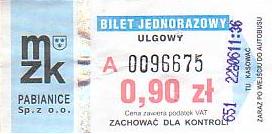 Communication of the city: Pabianice (Polska) - ticket abverse. 