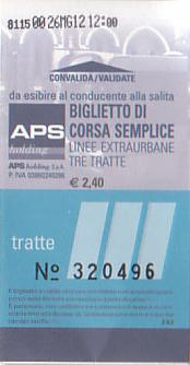 Communication of the city: Padova (Włochy) - ticket abverse