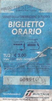 Communication of the city: Padova (Włochy) - ticket abverse