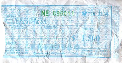 Communication of the city: Paine (Chile) - ticket abverse. 