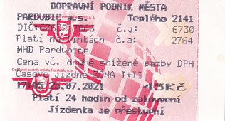 Communication of the city: Pardubice (Czechy) - ticket abverse