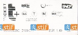 Communication of the city: Paris (Francja) - ticket abverse. <IMG SRC=img_upload/_0wymiana2.png>