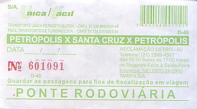 Communication of the city: Petrópolis (Brazylia) - ticket abverse