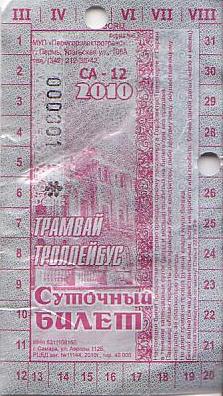 Communication of the city: Perm [Пермь] (Rosja) - ticket abverse