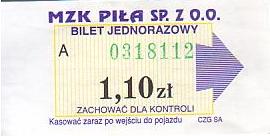 Communication of the city: Piła (Polska) - ticket abverse