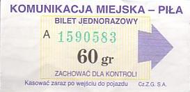 Communication of the city: Piła (Polska) - ticket abverse