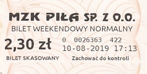 Communication of the city: Piła (Polska) - ticket abverse