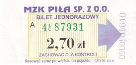 Communication of the city: Piła (Polska) - ticket abverse