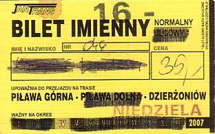 Communication of the city: Piława Górna (Polska) - ticket abverse