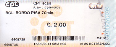 Communication of the city: Pisa (Włochy) - ticket abverse