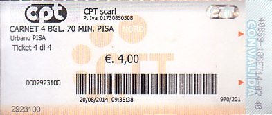 Communication of the city: Pisa (Włochy) - ticket abverse. 