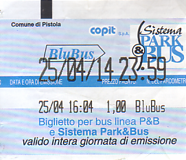 Communication of the city: Pistoia (Włochy) - ticket abverse
