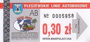 Communication of the city: Pleszew (Polska) - ticket abverse. 