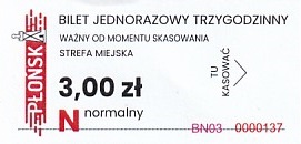 Communication of the city: Płońsk (Polska) - ticket abverse