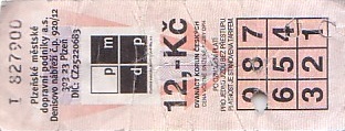 Communication of the city: Plzeň (Czechy) - ticket abverse