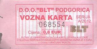Communication of the city: Podgorica (Czarnogóra) - ticket abverse