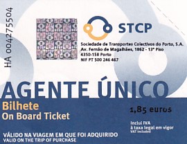 Communication of the city: Porto (Portugalia) - ticket abverse