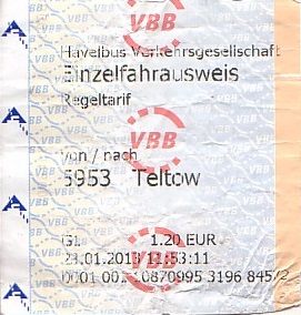 Communication of the city: Potsdam (Niemcy) - ticket abverse. 