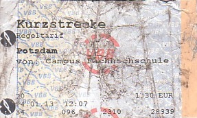 Communication of the city: Potsdam (Niemcy) - ticket abverse. 