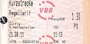 Communication of the city: Potsdam (Niemcy) - ticket abverse