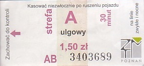 Communication of the city: Poznań (Polska) - ticket abverse. <IMG SRC=img_upload/_pasekIRISAFE1.png alt="pasek IRISAFE">
