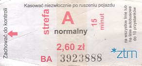Communication of the city: Poznań (Polska) - ticket abverse. <IMG SRC=img_upload/_pasekIRISAFE6.png alt="pasek IRISAFE">