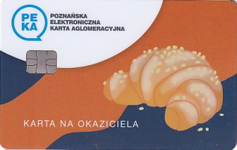 Communication of the city: Poznań (Polska) - ticket abverse. <IMG SRC=img_upload/_chip.png alt="plastikowa karta elektroniczna, karta miejska">