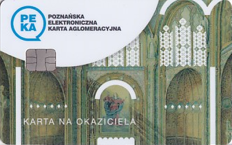Communication of the city: Poznań (Polska) - ticket abverse. <IMG SRC=img_upload/_chip.png alt="plastikowa karta elektroniczna, karta miejska">