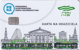 Communication of the city: Poznań (Polska) - ticket abverse. <IMG SRC=img_upload/_chip.png alt="plastikowa karta elektroniczna, karta miejska">