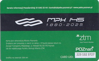 Communication of the city: Poznań (Polska) - ticket reverse