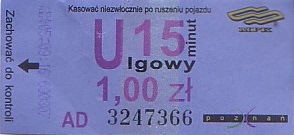 Communication of the city: Poznań (Polska) - ticket abverse. <IMG SRC=img_upload/_pasekIRISAFE3.png alt="pasek IRISAFE">