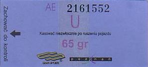 Communication of the city: Poznań (Polska) - ticket abverse. <IMG SRC=img_upload/_pasekIRISAFE3.png alt="pasek IRISAFE"><IMG SRC=img_upload/_0wymiana2.png>