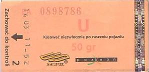 Communication of the city: Poznań (Polska) - ticket reverse