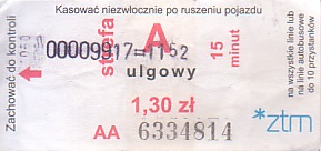 Communication of the city: Poznań (Polska) - ticket abverse. <IMG SRC=img_upload/_pasekIRISAFE.png alt="pasek IRISAFE">