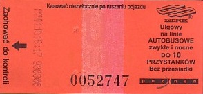 Communication of the city: Poznań (Polska) - ticket abverse. <IMG SRC=img_upload/_pasekIRISAFE4.png alt="pasek IRISAFE">