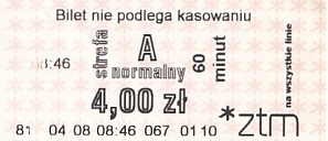Communication of the city: Poznań (Polska) - ticket abverse. 