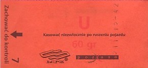 Communication of the city: Poznań (Polska) - ticket reverse