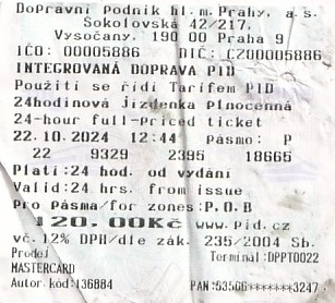 Communication of the city: Praha (Czechy) - ticket abverse. 